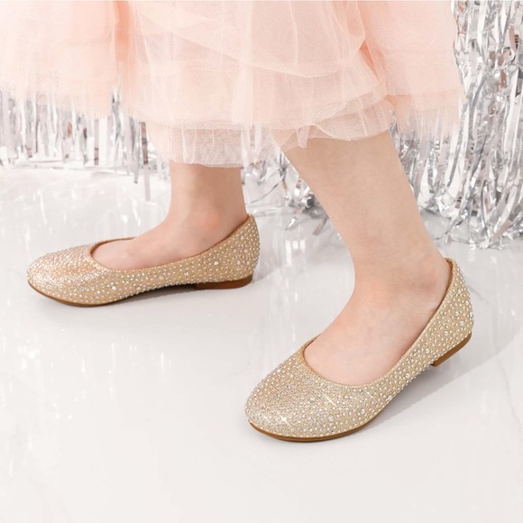 Dream Pairs Girls Glitter Slip On Ballerina Flats, Size 13 - Picture 3 of 16